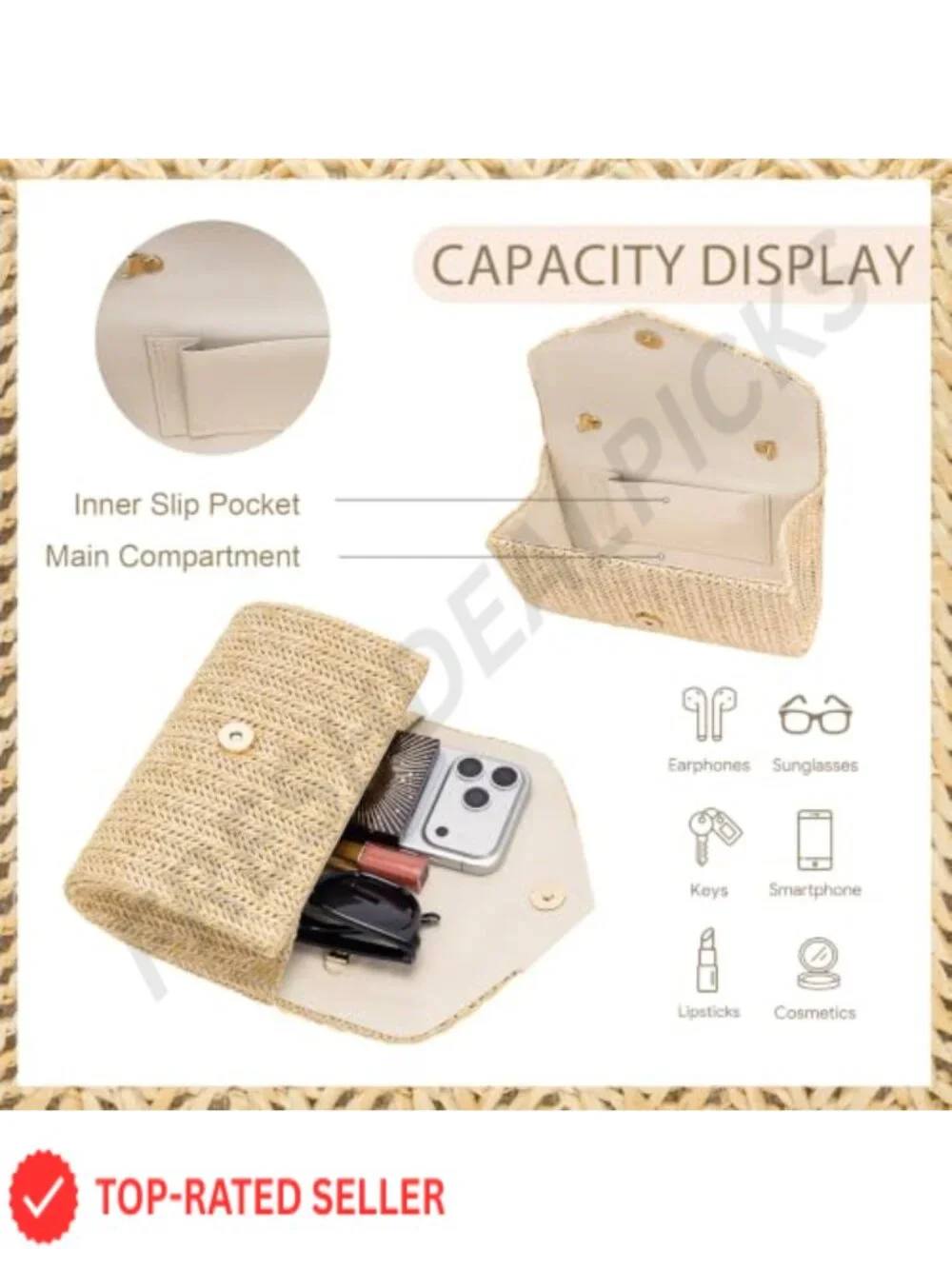 Straw Clutch Purse for Women Envelope Evening Handbag Beach Wedding